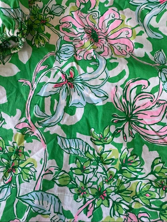 Lilly Pulitzer Barbara cotton puff sleeve pop over spearmint blossom views 10 - Picture 11 of 12